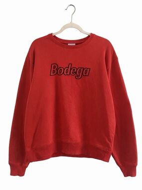 Bodega Hidden In Plain Sight Outline Logo Red‎ Crewneck Sweatshirt